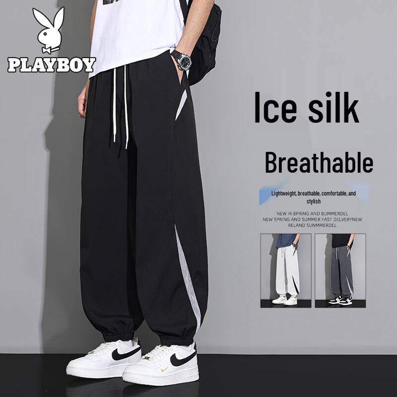 

PLAYBOY Men s Ice Silk Jogger Pants L