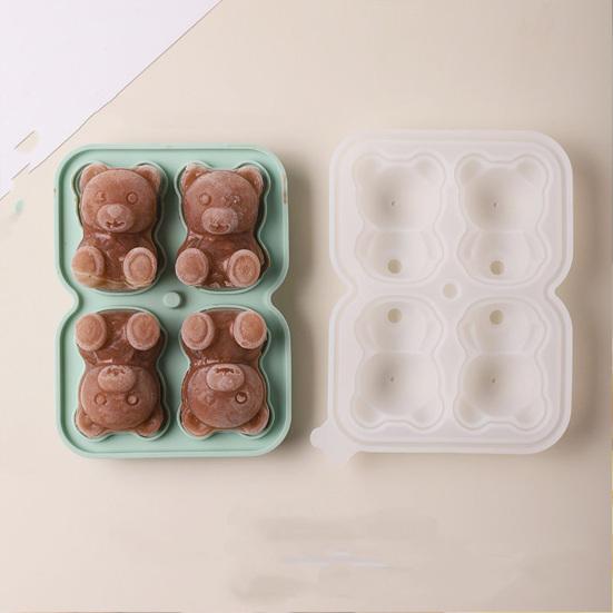 Silicone Ice Tray Cute Bear Shape Ice Mold Easy Release Ice Cube Maker for Coffee Milk Tea Juice Chocolate Jelly Soap Mold for Party Family
