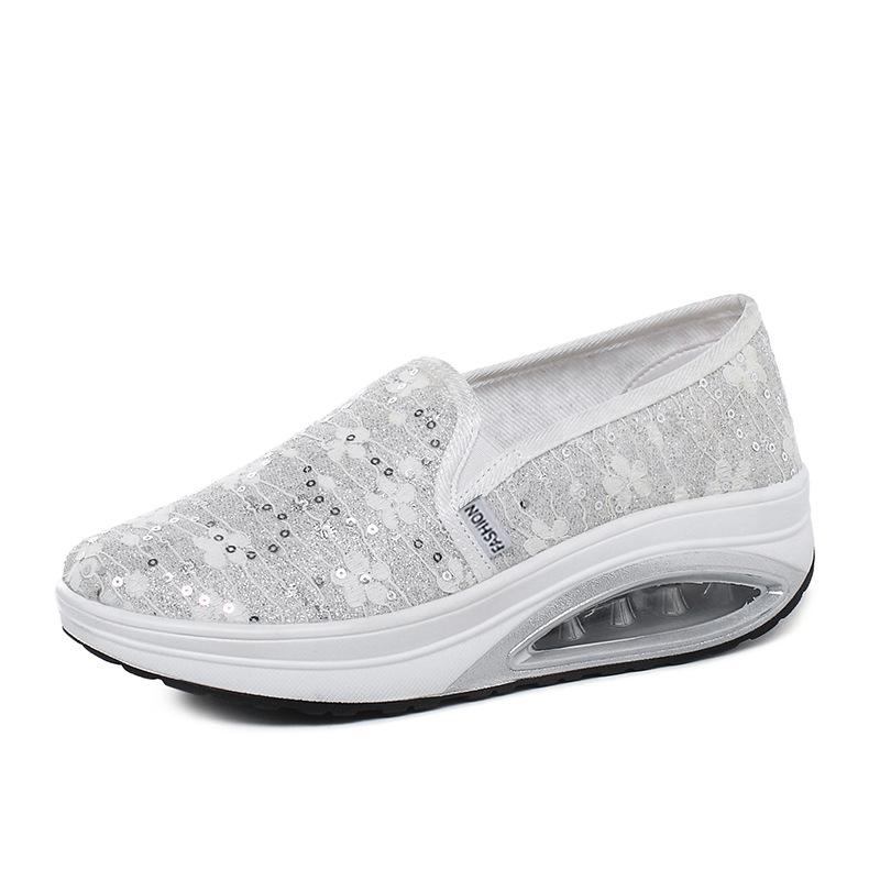 Rocking shoes women's summer new fly-woven mesh breathable casual mother shoes one-pedal platform women's shoes