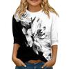 Children's 3/4 Sleeve Tops Knit  Casual  Print T Shirt Round Neck Pullover Blouse