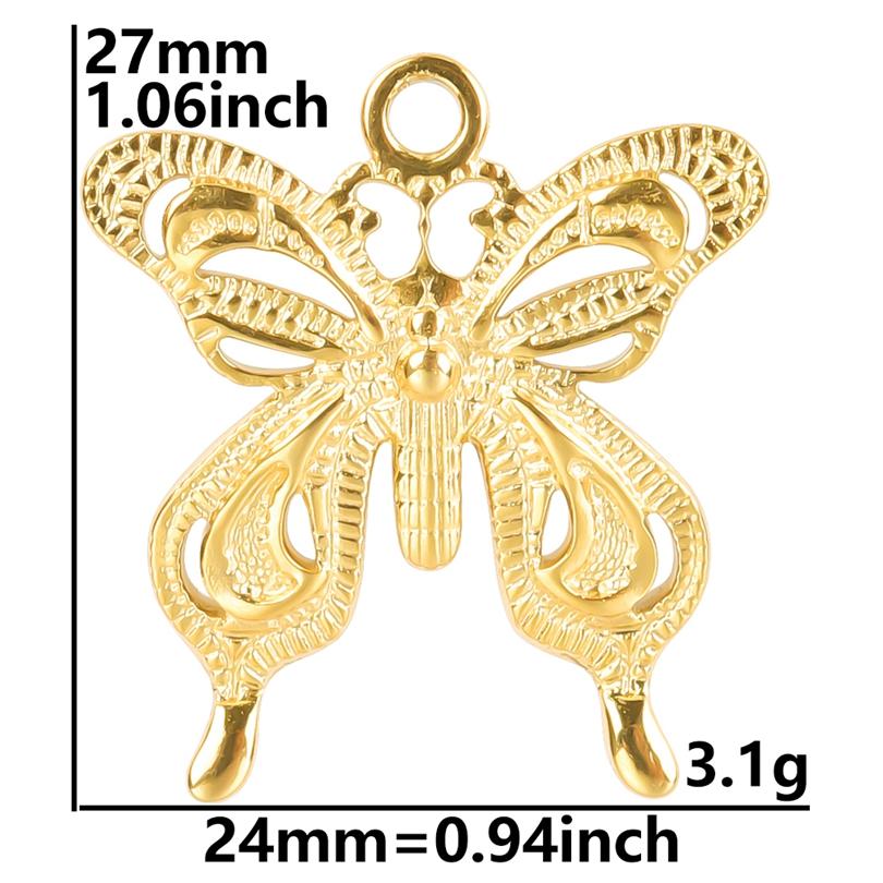 6pcs Gold Plated Butterfly Charms For Jewelry Making Bulk Stainless Steel Pendants Animal Dragonfly Cattle Peacock DIY Connector