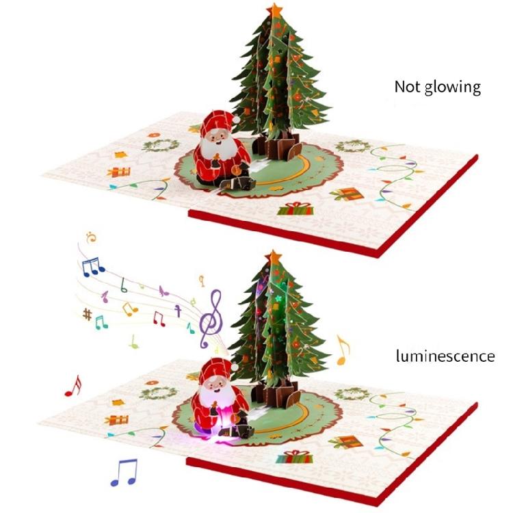 Christmas Music Greeting Card with Lights LED Light and Music Blessing Card Unique Holiday Postcard for Women Men