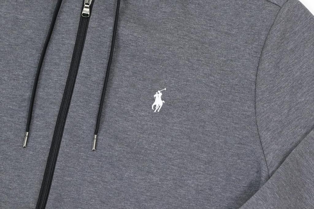 Polo Ralph Lauren Jersey Hoodie with Embroidered Size Men's Full-Zip Pony, XL, Grey/White (Product Code 01020040)