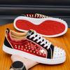 Trend Shoes for Men Patent Leather Casual Shoes Punk Style Rivet Flat Skateboard Shoes Youth Street Cool Sneaker