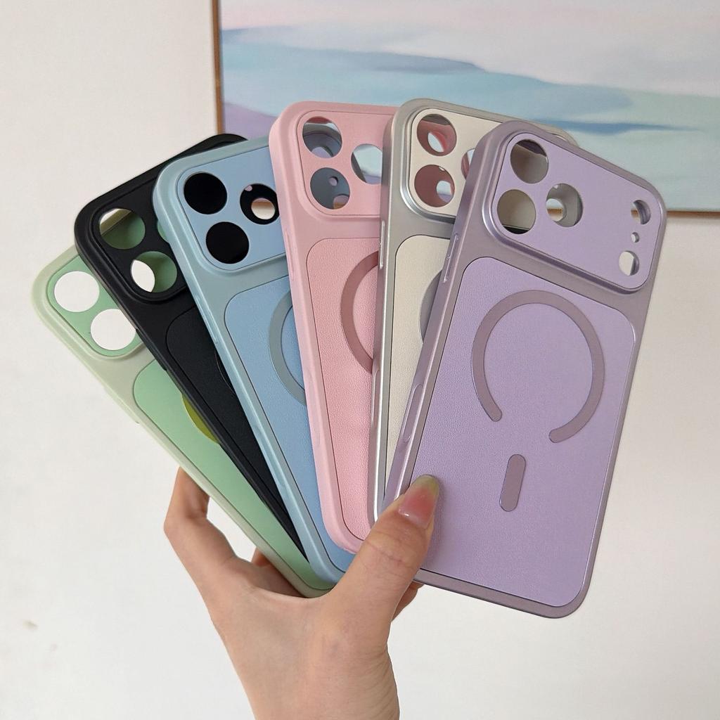 17 Applicable to iphone16promax solid color magnetic mobile phone case 15pm Apple 14promax anti-drop protective case