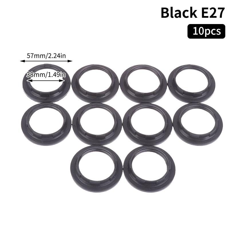 10Pcs E14 E27 Threaded Lamp Socket Rings Pack Black White E12 E26 Lock Lamp Shade Rings For Standard Base Lamp Holder
