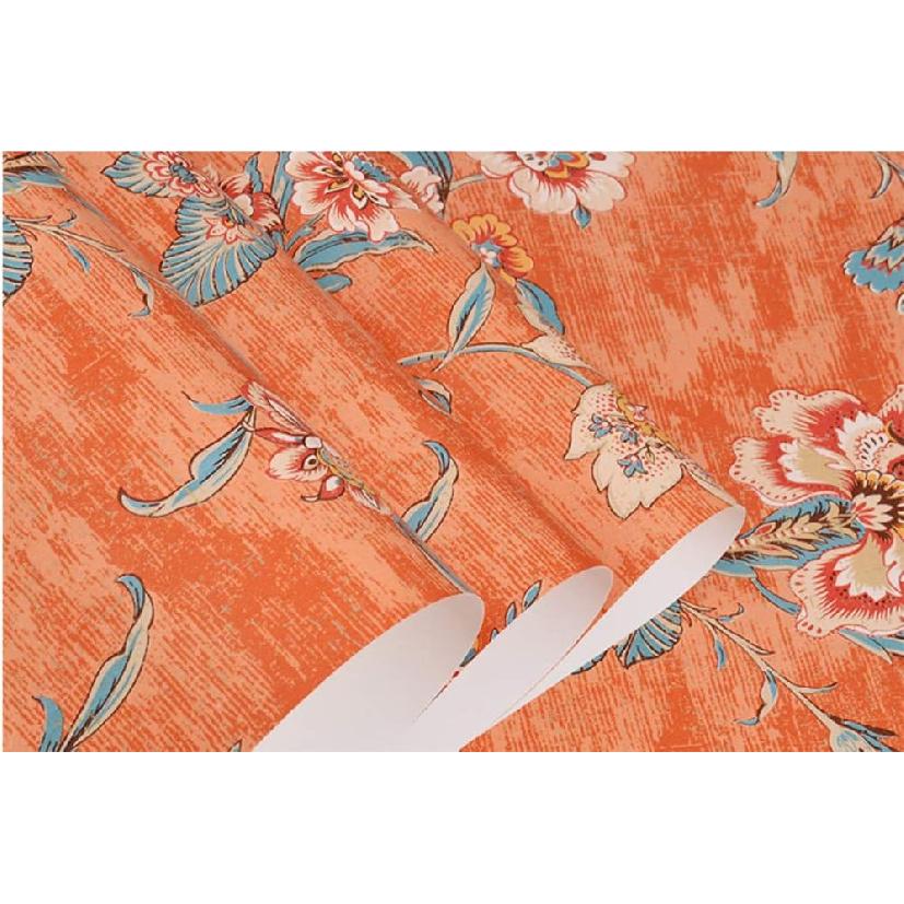 TaoGift Peel and Stick Vintage Floral Wallpaper Self Adhesive Non-Woven Flower Contact Paper Kitchen Bathroom Backsplash Wall Paper Mural Sticker