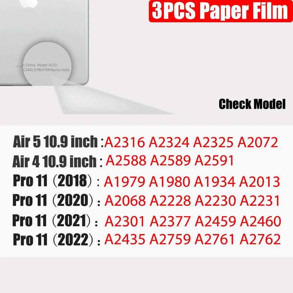 Protector de ecran de 3 bucăți cu senzație de hârtie pentru iPad a 10-a generație a 9-a 8 7 6 Air 5 4 Pro 11 12,9 10,5 9,7 Mini 5 6 13 2025 fără sticlă