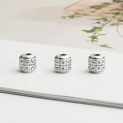 3D S999 Sterling Silver Vintage Coin Spacer Beads for DIY Bracelets & Necklaces