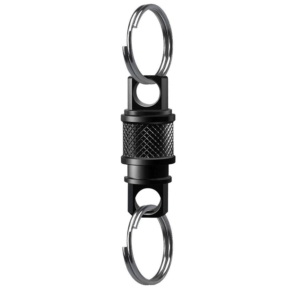 Portachiavi a Doppia Testa a Rilascio Rapido Lega di Alluminio Clip Rotante a 360° Fibbia a Strappo Compatto Retrattile Portachiavi Esterno