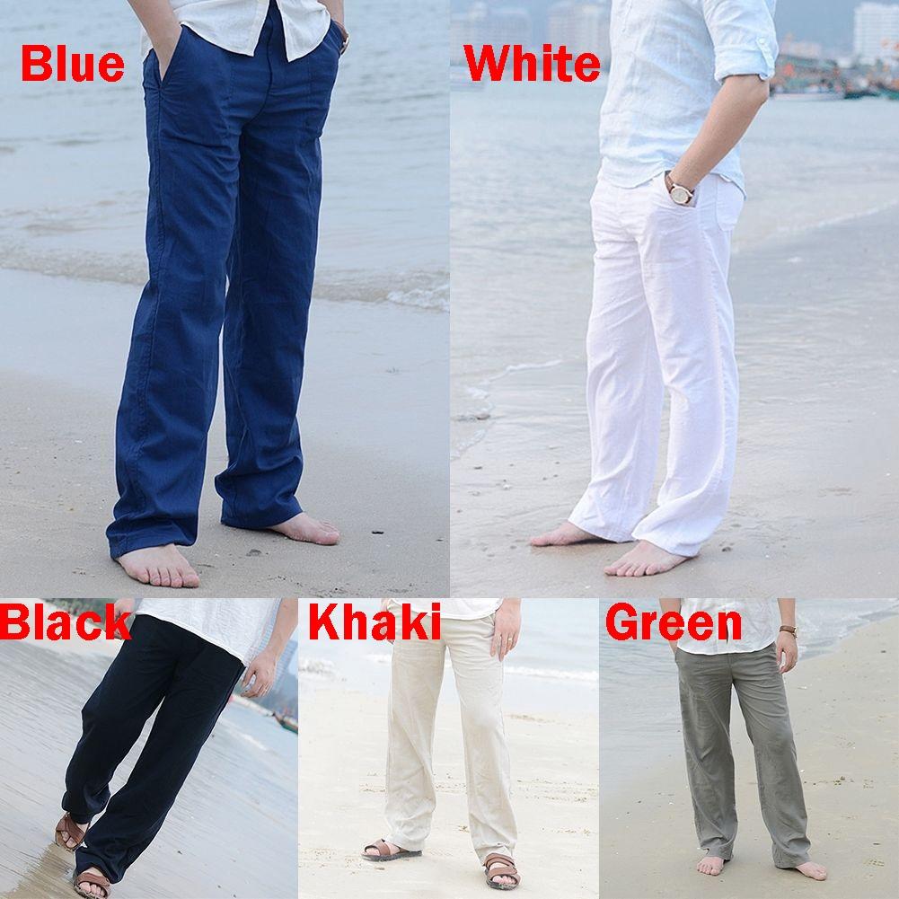 Versatile 2018 Men's Linen Loose Beach Pants Offering Stylish Casual Long Slacks Fit