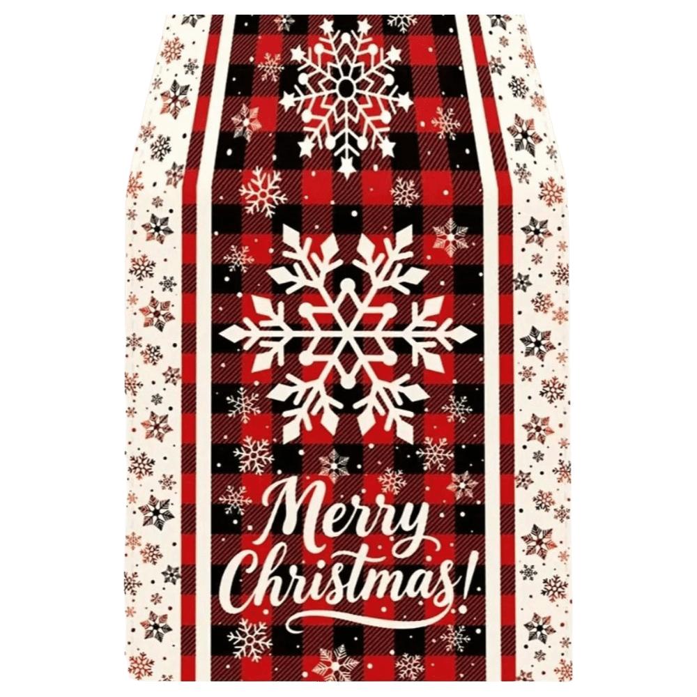 Santa Claus Christmas Table Runner Snowflake Reindeer Christmas Table Flag Desk Decor Snowman Xmas Tablecloth Home Decor