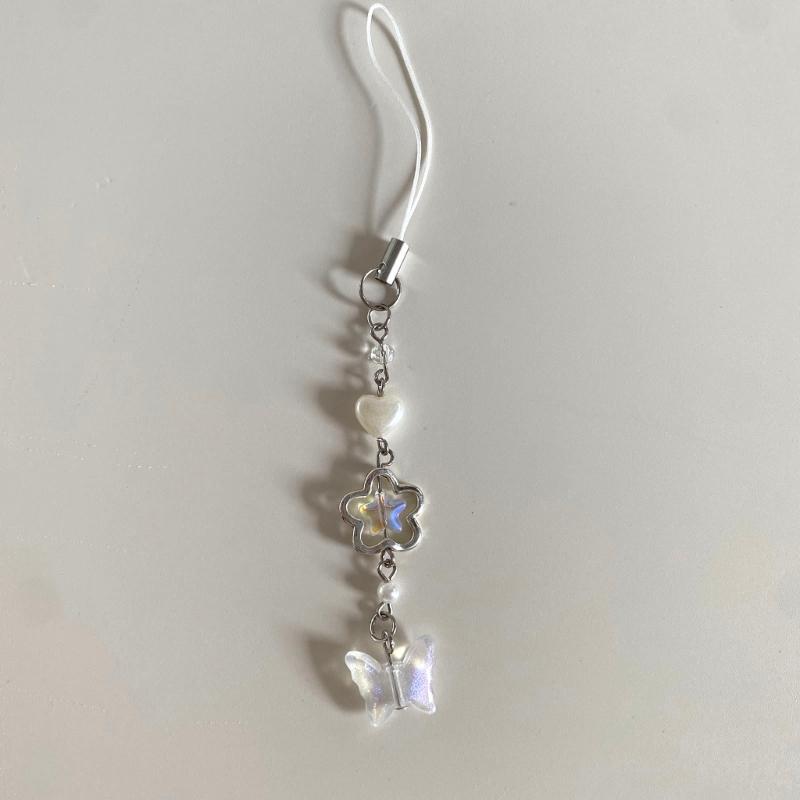 Phone Strap Y2K Phone Charm Keychain Star Bowknot Butterfly Keychain for Women Girls Halloween Handmade Jewelry Ornament