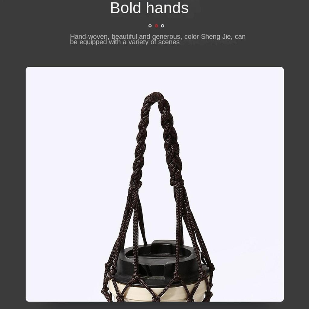 Waterfles Tas Handgeweven Net Tas Herbruikbare Uitgeholde Waterbeker Tas Handheld Waterkoker Tas voor Kamperen Wandelen Picknick Reizen