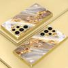 Golden White Ripple Pattern Glass Phone Case Suitable for Samsung Galaxy S26 S25 S24 S23 S22 S21 S20 FE/Ultra/Plus Anti Drop