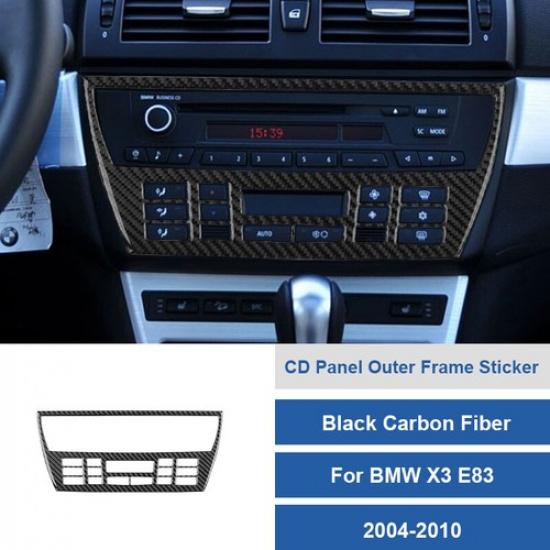 For BMW X3 E83 2004-10 Carbon Fiber Interior Console CD Panel Trim Cover Sticker