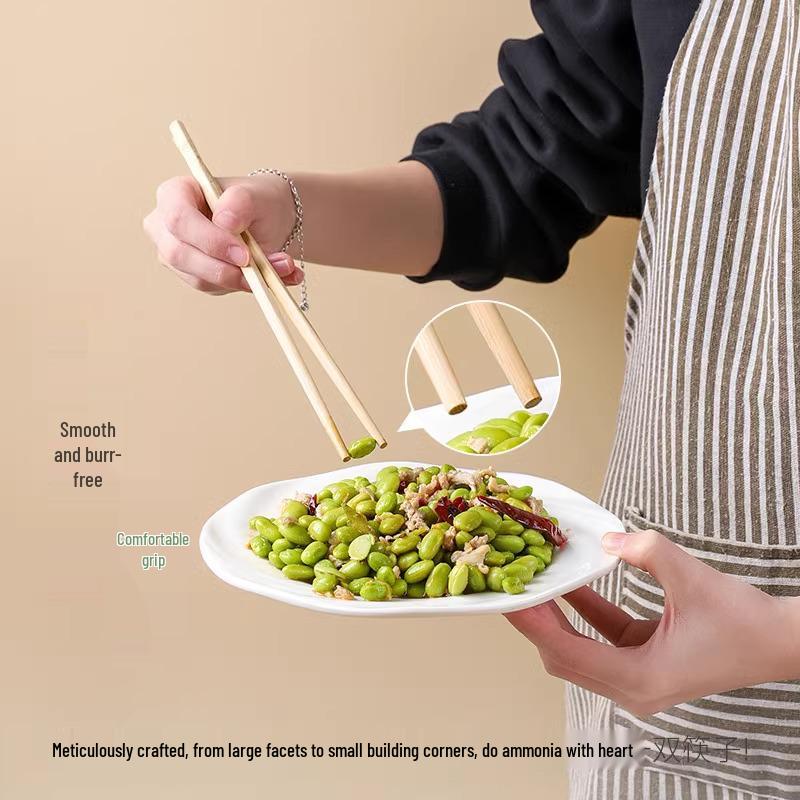 Set of 10 Natural Bamboo Chopsticks: Anti-Mold, Non-Slip, No Paint/Wax, High-End Carved Design for Home Use.