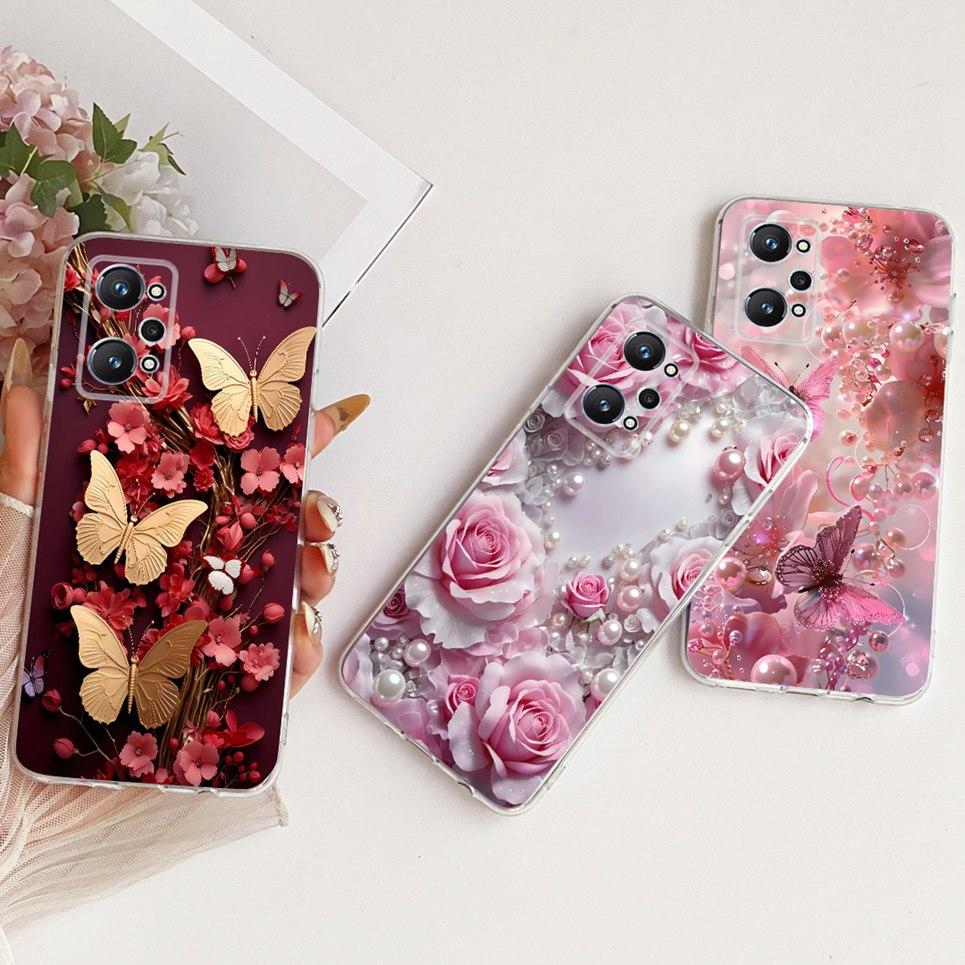 Flower Butterfly Bow Pattern Casing For Realme GT2 GT Neo2 Neo 3T Back Cover Soft Silicone Phone Case RMX3371 RMX3370 RMX3310