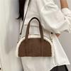 Trendy lamswol splicing damesmode pluche high-end herfst en winter handtas kleine vierkante tas trend