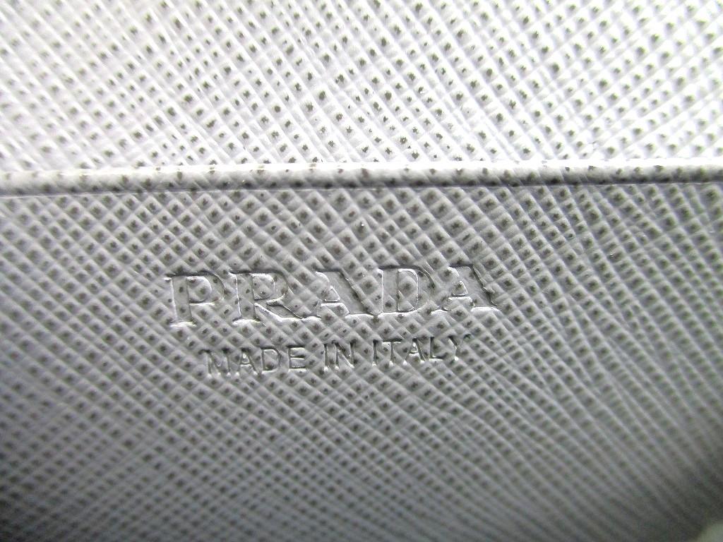 Authentic PRADA Gray Saffiano Leather Card Case Card Holder #b140  Open Box