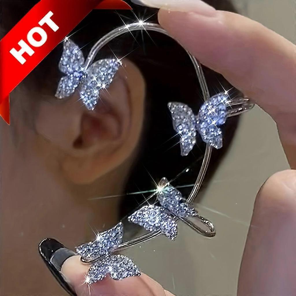 Shining Butterfly Zircon Cuff Earrings Non Piercing Earnings Luxury Jewelry For Women