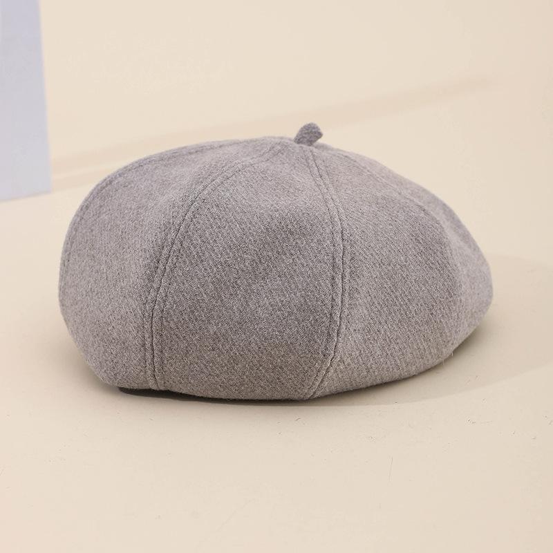 Autumn Winter Women'S Beret Hat Solid Color Korean Style Painter Cap Fashion Casual All-Match Headwear Accessories New