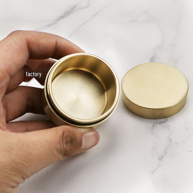 Leak-Proof Brass Medicine & Tea Storage Can - Portable Travel Jar with Threaded Seal, Multi-functional for Business Trips