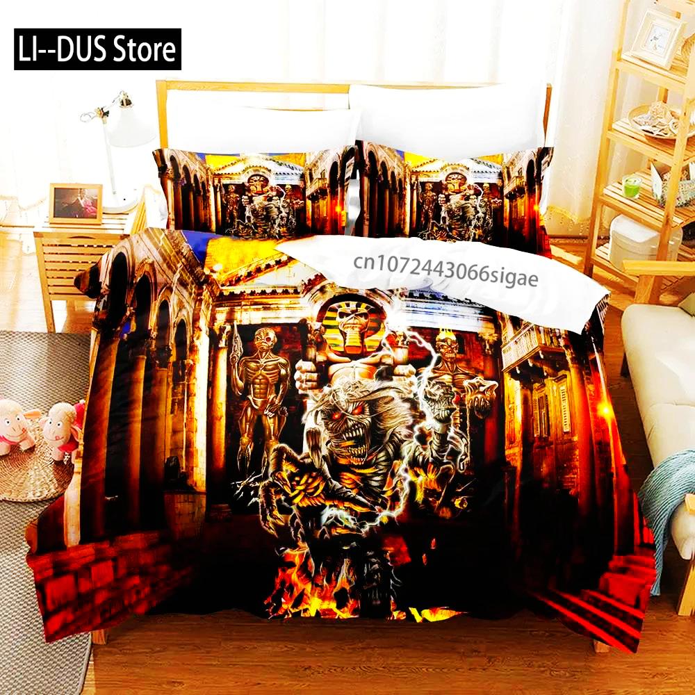 Hip Hop Heavy Metal Maiden 3-piece Cartoon Anime Duvet Cover Sets For Adult Boy bedroom Luxury Printed Bedding Set