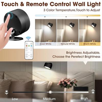 Magnetische LED-Wandleuchte Nacht Dimmbar Magnetische Bilderleuchten 360° Drehung Touch-Fernbedienung Schrankstrahler Nachtlampe