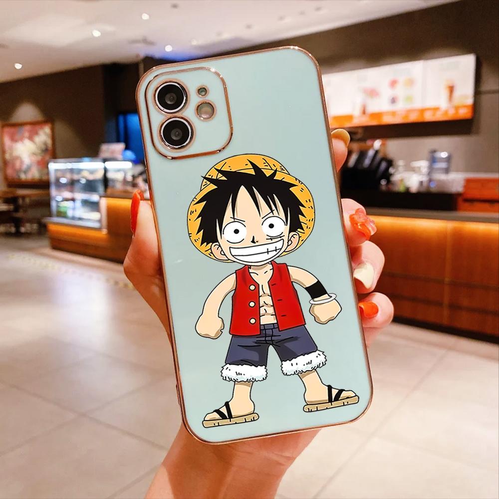 For iPhone 16 15 Max Samsung S24 S23 Plus A15 A35 A53 A73 Xiaomi 11T 12T 13T Redmi 13C Cartoon Soft TPU Full Lens Protect Cute Luffy Phone Case