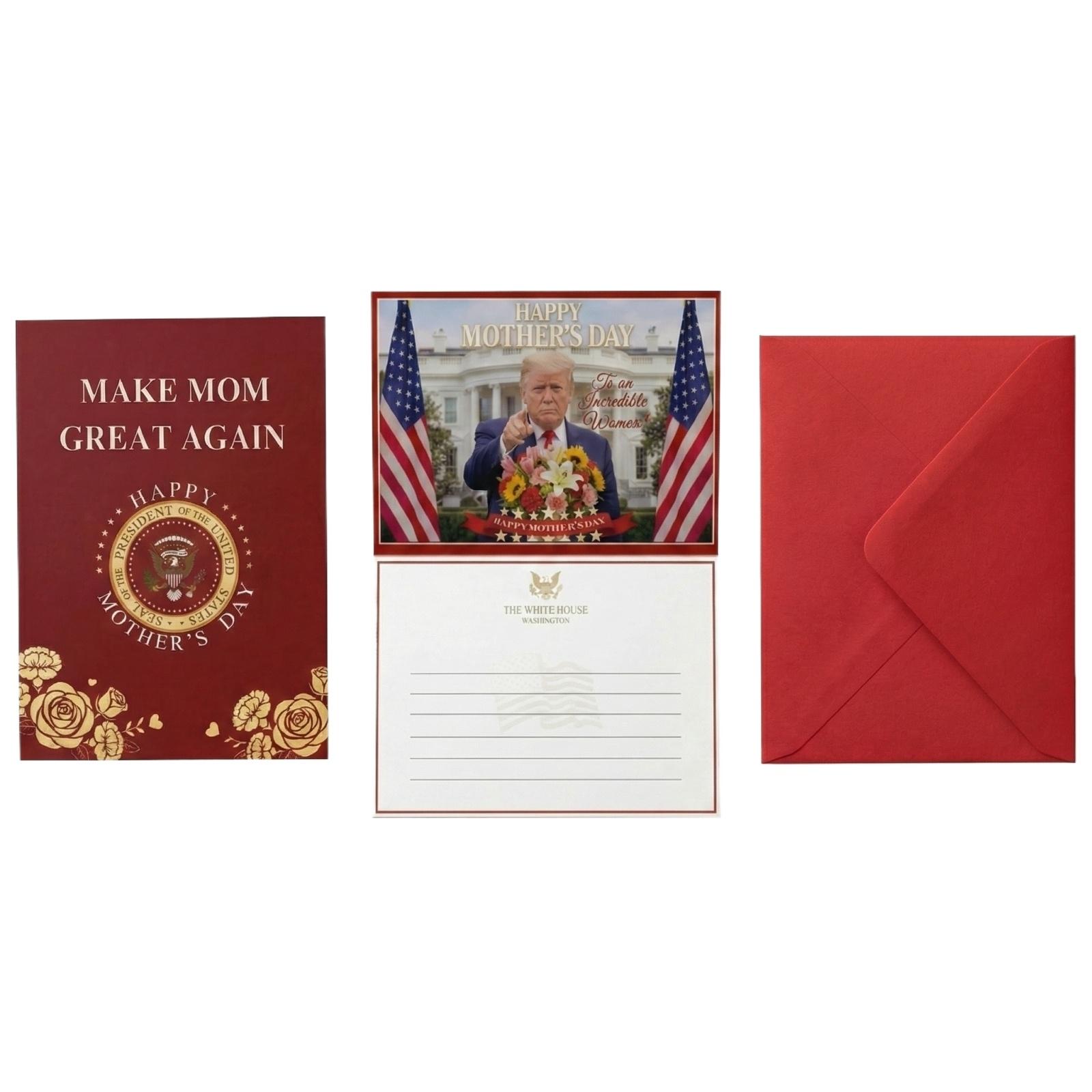 

Creative Mothers Day Greeting Card with Envelope Presidential Theme Make Mom Great Again Design Suitable for Special Occasions and Gift Giving One Size