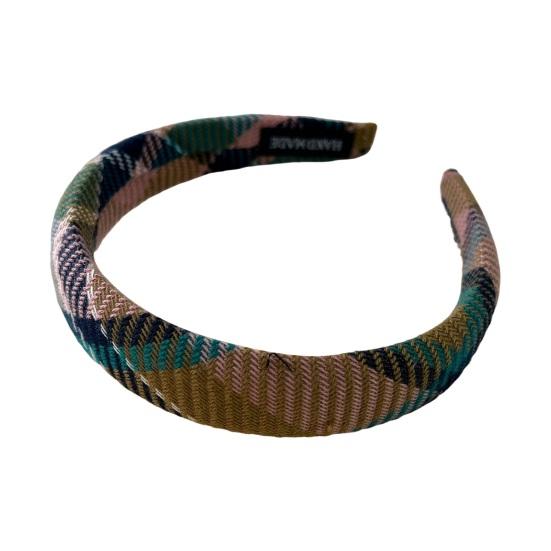 Padded Plaid Women Headband Wide Hair Band Lightweight Anti-slip Hair Loop Fall Winter Girls