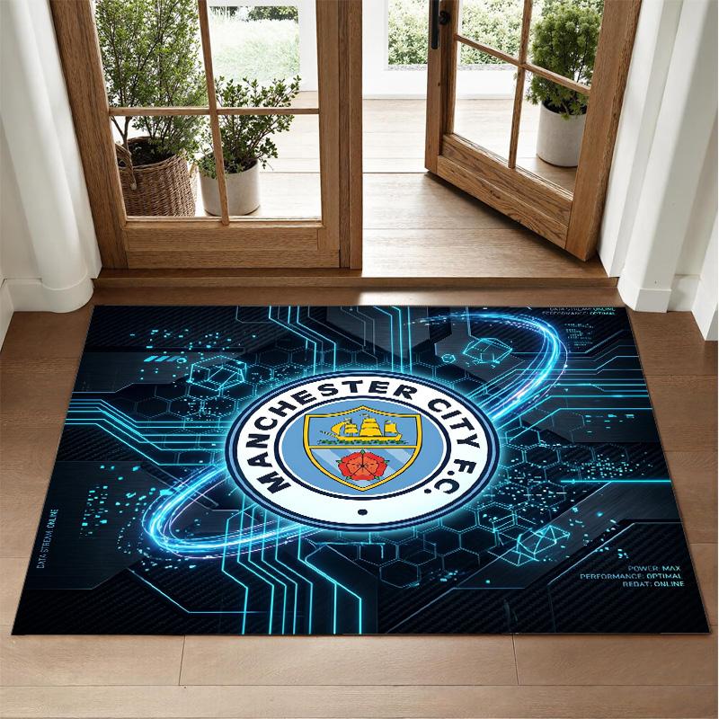Kober z křišťálového sametu s designem Manchester City Měkká dekorativní podložka do ložnice a předsíně