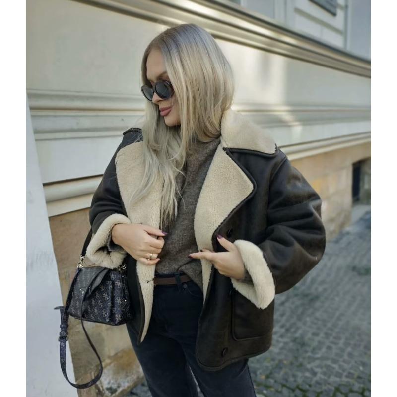 DAFIFY Damenmode, lässig, einfarbig, Herbst-Winter, langärmelig, POLO-Ausschnitt, Jacken und Mäntel