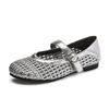 Woven hollow Mary Jane shoes women's breathable one-word strap single shoes women's new summer fashion commuter flats