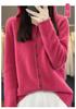 Women's 100% Wool Hooded Cardigan - Versatile Autumn/Winter Pure Color Knit Jacket