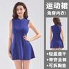 Womens Tennis Dress Set With Built-in Bra Pad Sleeveless Sport Skirt Badminton Yoga Activewear