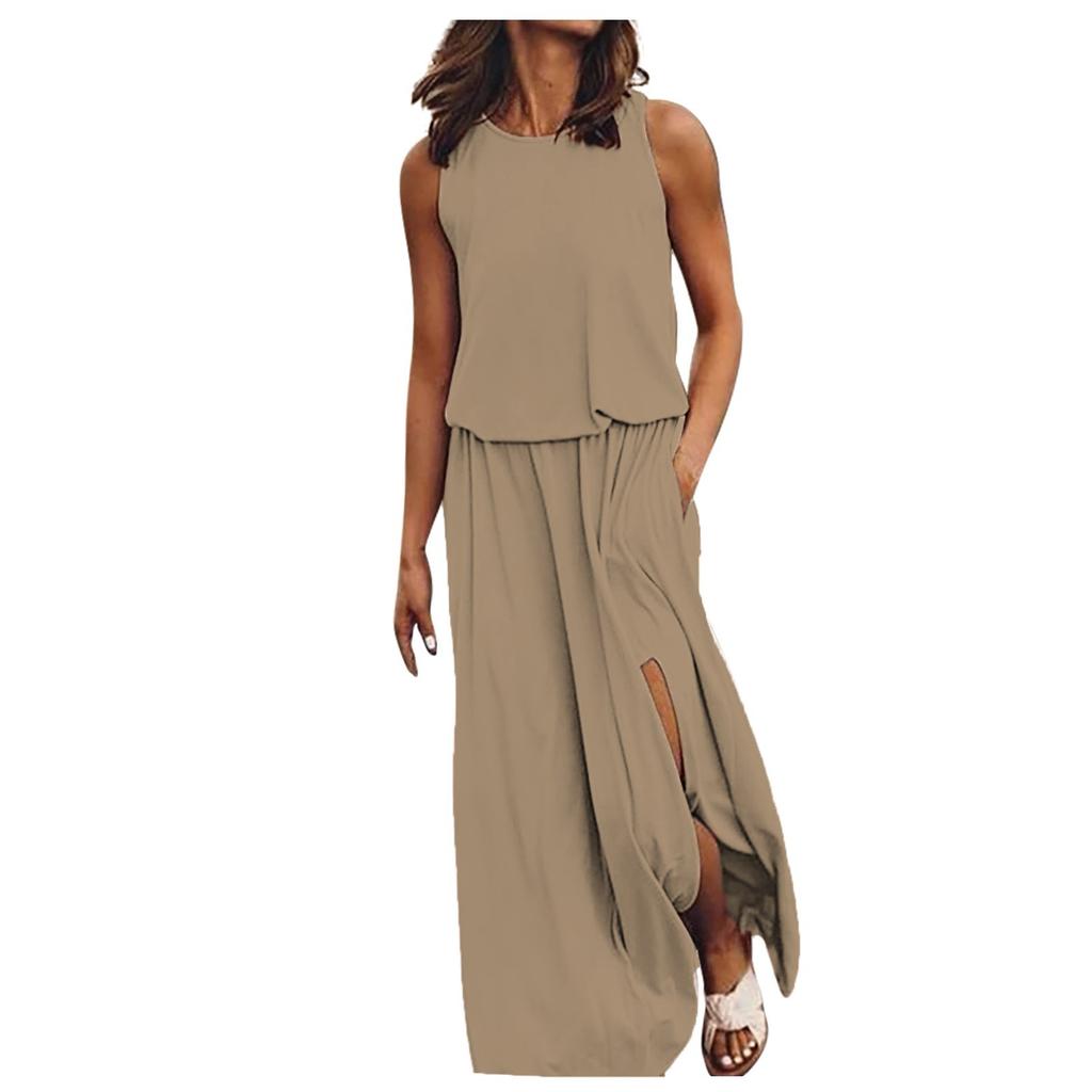 Women's Casual Fashion Sexy Slim Backless Sleeveless Long Dress