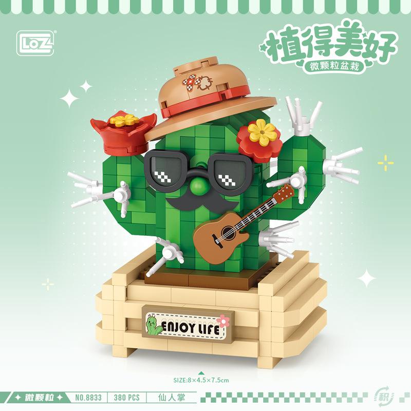 Diy Flower Vase Succulent Cactus Snow Lotus Potting Plants Gardens Building Blocks Model Mini Bricks Kids Sets Kits Toys