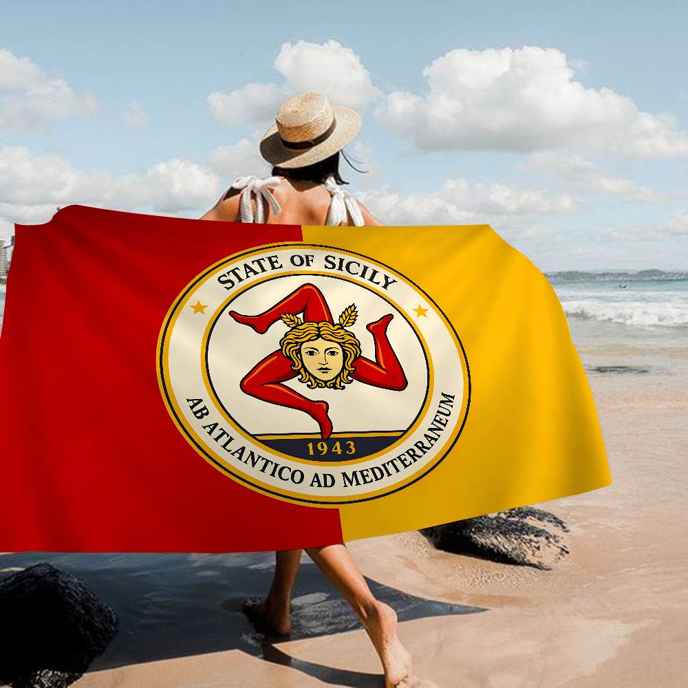 S-Sicilian Flag Fashion Microfiber Blanket Quick Drying Beach Towels Oversized Printing Super Absorbent Pool Towel Blanket