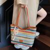 2025 New Fashion Seaside Woven Shoulder Bag Rainbow Large Capacity Tote Bag Women's Lazy Wind Beach Bag