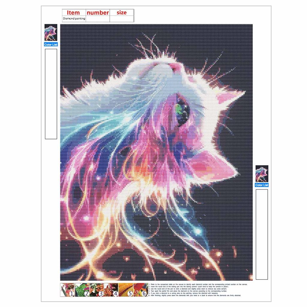 Adult Creative Diamond Painting Kit DIY Swirling Cat Rhinestone Picture Canvas Leisure Craft Wall Art Gift Making Fun Set