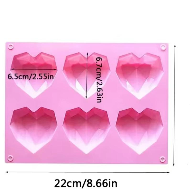 Geometric Heart Silicone Mold Chocolate Cake Mold Dessert Baking Mold for Valentine’s Day DIY Fondant Candy Ice Cube Tray Tools