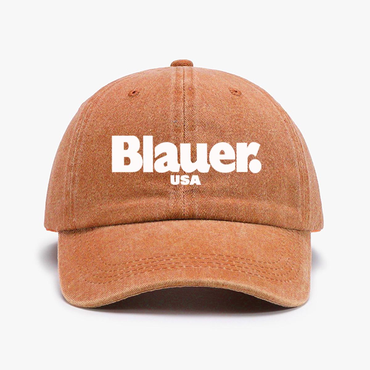 

1pc B-L-A-U-E-R Printed Baseball Cap Unisex Retro Washed Distressed Sun Hat Outdoor Fashion Accessory Hat for Unisex & Women