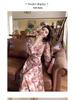 Elegant French Floral Print Cross Strap Dress for Women - Slimming Base Layer in Light Mature Style
