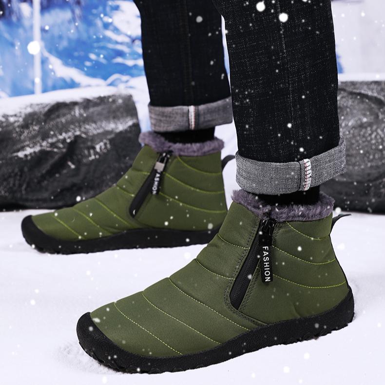 Autumn and Winter New Oversized Snow Boots for Men's Outdoor, Thick and Warm Cotton Shoes with Zipper and Fleece, Winter Outdoor Men's Shoes