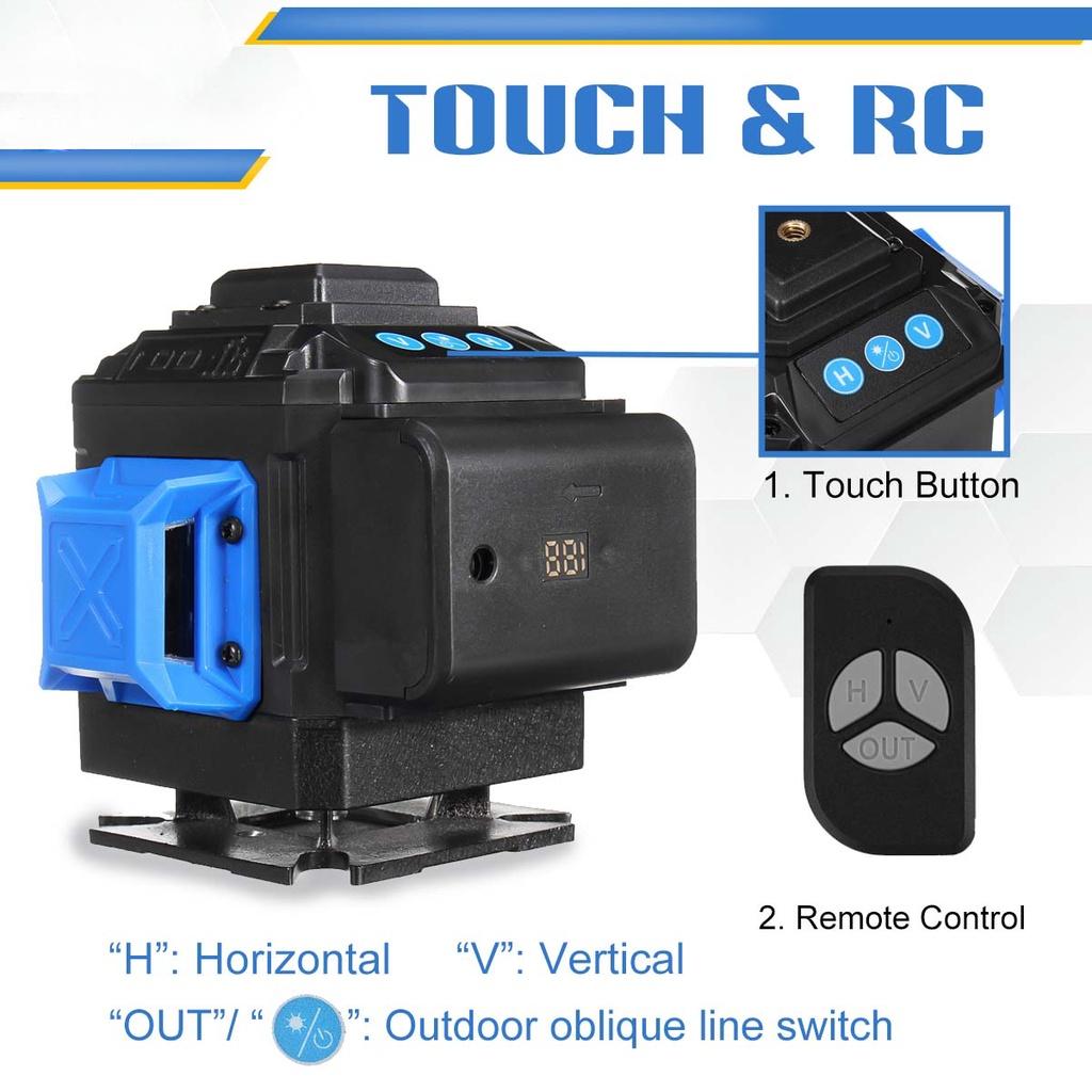 12 Lines 3D 360 Self-Leveling Horizontal And Vertical Powerful Cross Green Lines With 2 Batteries Laser Level