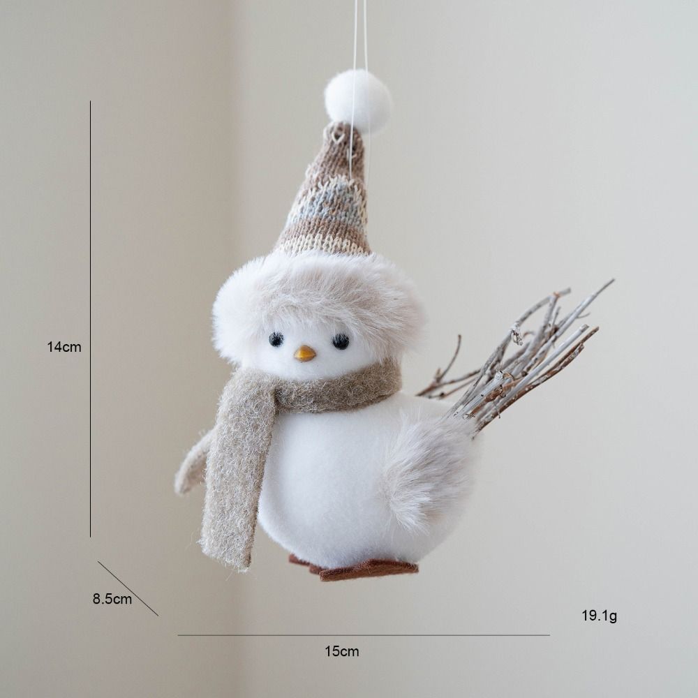 Knitted Hat Scarf Xmas Cute Bird Ornaments Lifelike Handmade Christmas Tree Decor Soft Novelty Winter Bird Pendant Room Decor