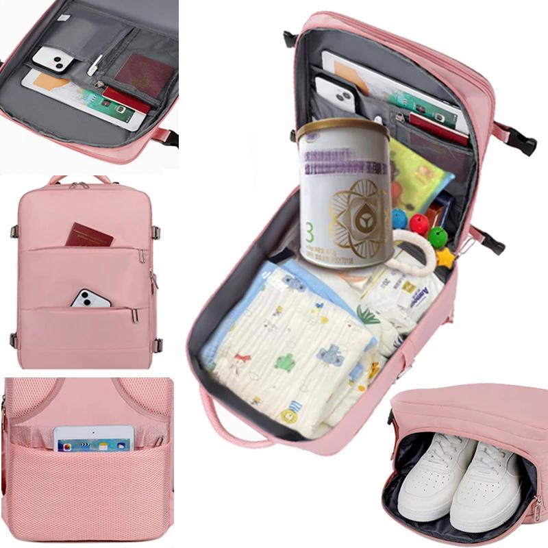 Mummy Bag Nappy Backpack Large Capacity Cabin Bag for Travel Includes Shoe Storage Multilayer Separation Waterproof Diaper Bag