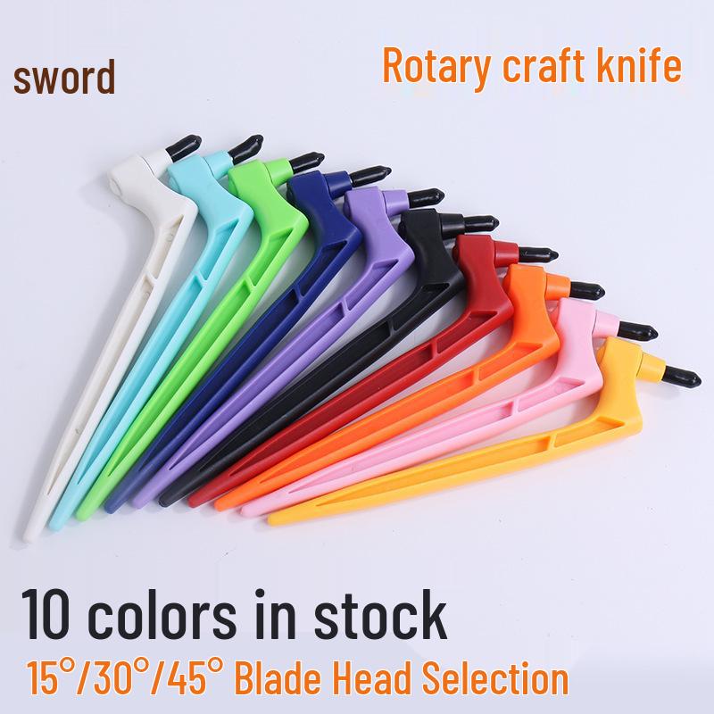 360-Degree Rotating Craft Knife with Multi-Angle Blade for Paper Cutting Green knife + 2 blades (15°+45°)